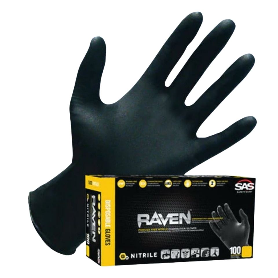 Raven Black Nitrile Exam Gloves