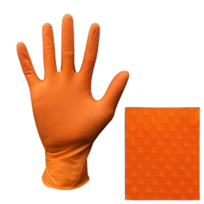 Grabber Disposable Orange Nitrile Cleaning Gloves